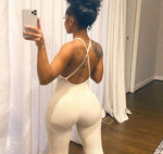V-neck backless jumpsuit :REMINDME