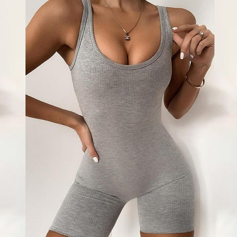 Jumpsuit sleeveless Bodycon Solid Knitted Sport