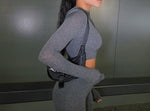 Tracksuit Turtleneck full sleeveless crop top+leggings matching set stretchy sporty fitness casual outfits
