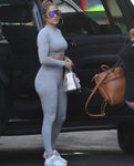 Tracksuit Turtleneck full sleeveless crop top+leggings matching set stretchy sporty fitness casual outfits