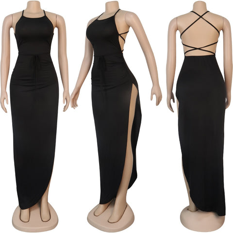 Asymmetric Backless High Split Maxi