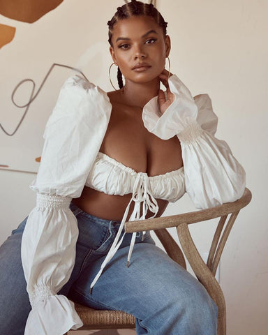Vogue crop top / White Puff Sleeve