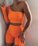Solid Asymmetrical Shorts : SportyGal