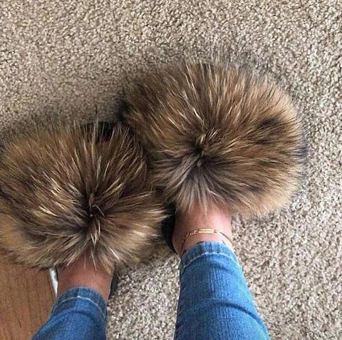 Fox Fur Slippers Real Fur Slides