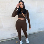 High Waist Stretchy Sportswear Hot Crop Tops And Leggings