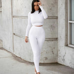 High Waist Stretchy Sportswear Hot Crop Tops And Leggings