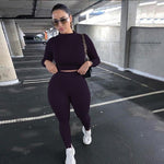 High Waist Stretchy Sportswear Hot Crop Tops And Leggings