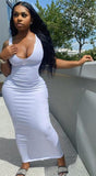 Ribbed Knitted Stripe Sleeveless Midi Dress