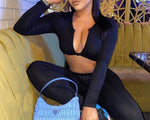 2 Piece Crop Tops Drawstring Cargo Pants Sets