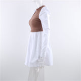 Patchwork Puff Sleeve Sexy Mini Dress
