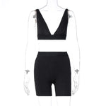 V-Neck Sexy Crop Tank Top Biker Shorts