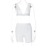 V-Neck Sexy Crop Tank Top Biker Shorts