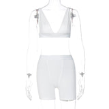 V-Neck Sexy Crop Tank Top Biker Shorts