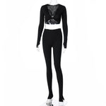 2 Piece Crop Tops Drawstring Cargo Pants Sets