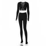 2 Piece Crop Tops Drawstring Cargo Pants Sets