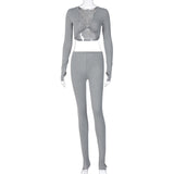 2 Piece Crop Tops Drawstring Cargo Pants Sets
