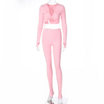 2 Piece Crop Tops Drawstring Cargo Pants Sets