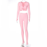 2 Piece Crop Tops Drawstring Cargo Pants Sets