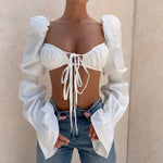 Vogue crop top / White Puff Sleeve