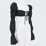 Vogue crop top / White Puff Sleeve