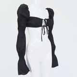 Vogue crop top / White Puff Sleeve