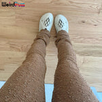 Shaggy Pencil Pants Women Casual Glitter High Waist Trousers