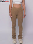 Shaggy Pencil Pants Women Casual Glitter High Waist Trousers