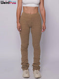 Shaggy Pencil Pants Women Casual Glitter High Waist Trousers