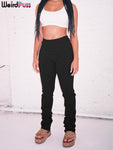 Shaggy Pencil Pants Women Casual Glitter High Waist Trousers
