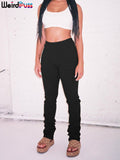 Shaggy Pencil Pants Women Casual Glitter High Waist Trousers