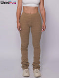 Shaggy Pencil Pants Women Casual Glitter High Waist Trousers