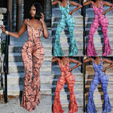 Women Sleeveless Print  Jumpsuit Romper Flared Trousers Plus Size S-3XL  ((( SOLD OUT !!!